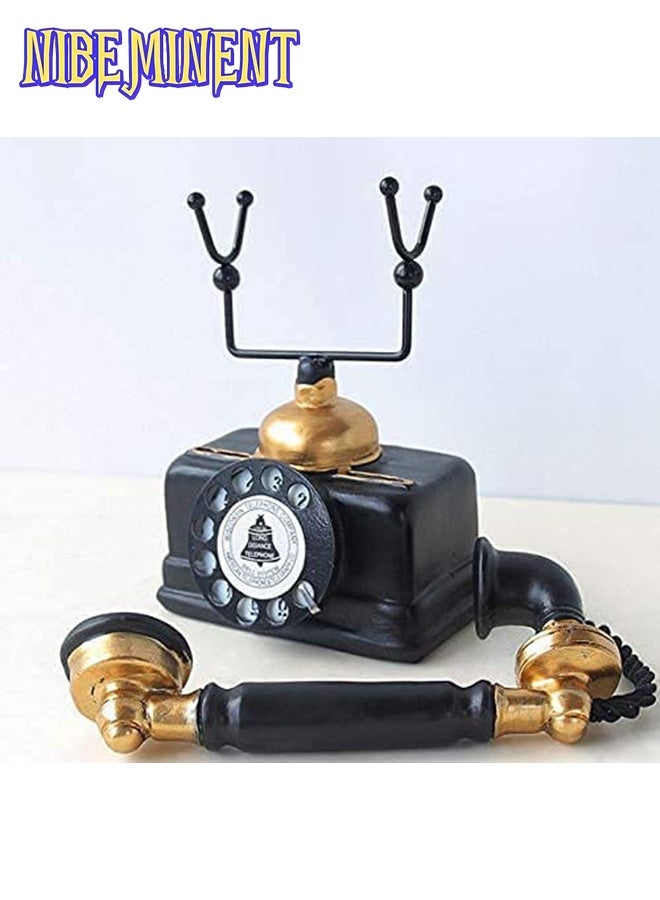 NIBEMINENT Retro Decorative Telephone Model, Vintage Antique Style Resin Rotary Phone Ornament for Home Office Decor, Steampunk & Victorian Style Statues, Photography Props, Housewarming Gift - Image 3